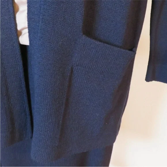 St John Separates Dark Blue Knit Open Front Cardigan 8 Women's - Picture 8 of 9